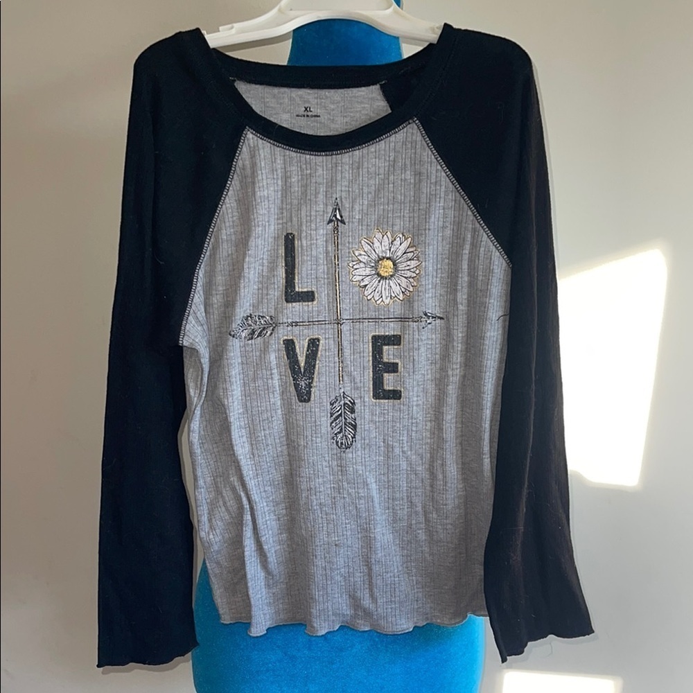 Black and Gray Kids Love Shirt
